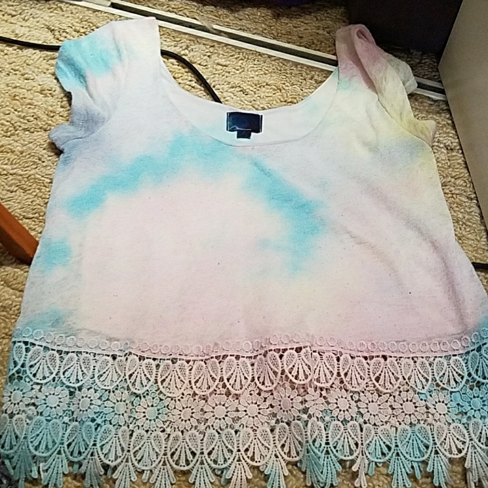 Tiedyed lace crop top